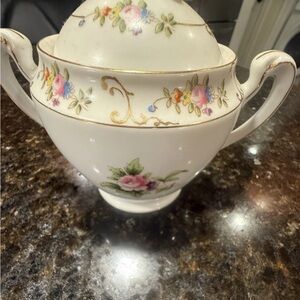 Vintage NORITAKE Hand Painted Floral Sugar
Set Antique